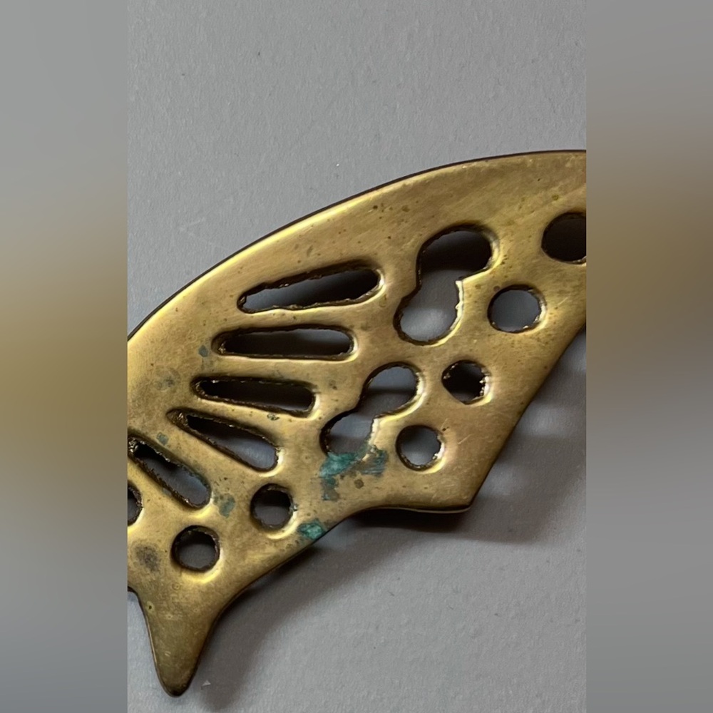 Vtg MCM Brass Butterfly Wall Hanging Decor Mid Century Modern Boho 8” - Picture 8 of 8